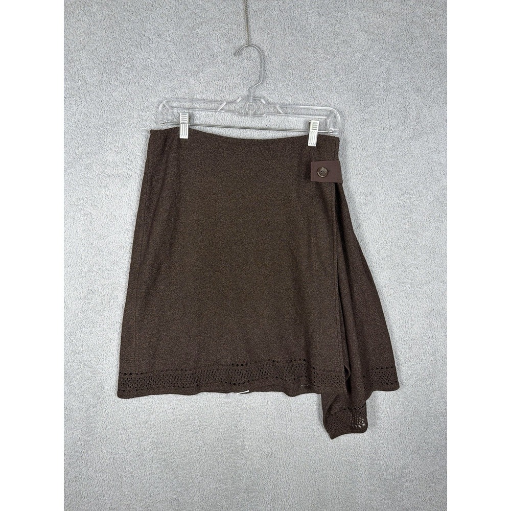 St John Sport Brown Wool Rayon Knit Wrap Skirt Womens Size Small